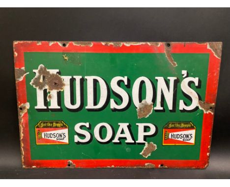A small Hudson's Soap enamel sign, 18 x 12".