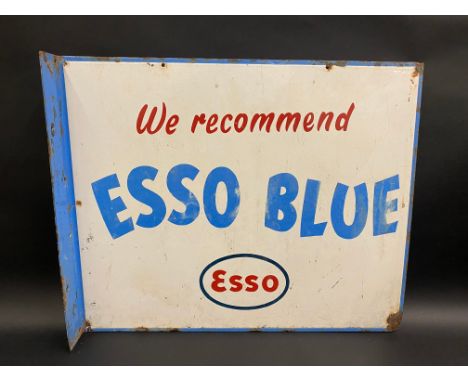 An Esso Blue double sided enamel sign with hanging flange, 22 x 18".