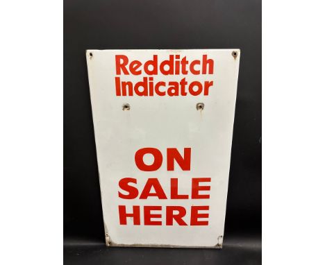 A Redditch Indicator On Sale Here rectangular enamel sign, 16 1/2 x 26".