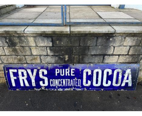 A large early Fry's Pure Concentrated Cocoa enamel sign, 90 x 20".