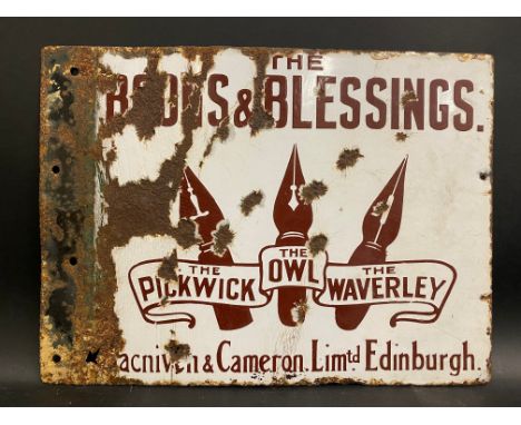 A Macniven &amp; Cameron Limtd of Edinburgh 'Boons &amp; Blessings' Pickwick, Owl and Waverley fountain pen double sided enam