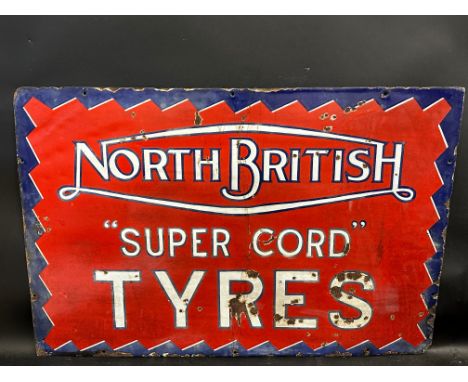 A rare North British 'Super Cord' Tyres rectangular enamel sign, 36 x 24".