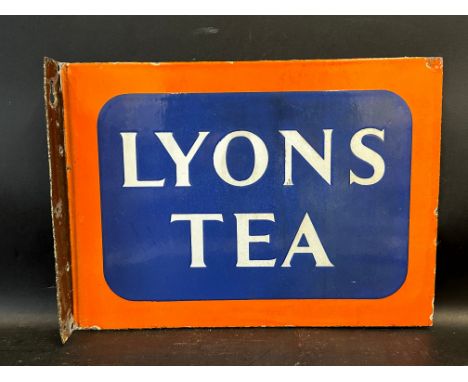 A Lyons Tea double sided enamel sign with hanging flange, in excellent condition, 15 x 11".