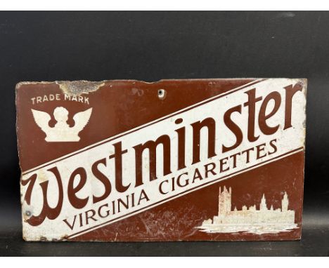 A Westminster Virginia Cigarettes double sided enamel sign, lacking hanging flange, 16 x 9".