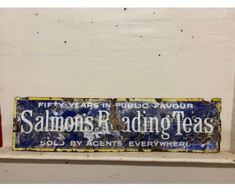 A Salmon's Reading Teas rectangular enamel sign, 54 1/4 x 14".