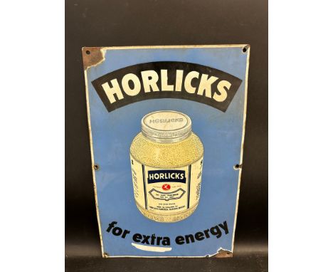 A Horlicks pictorial enamel sign, 12 x 18".