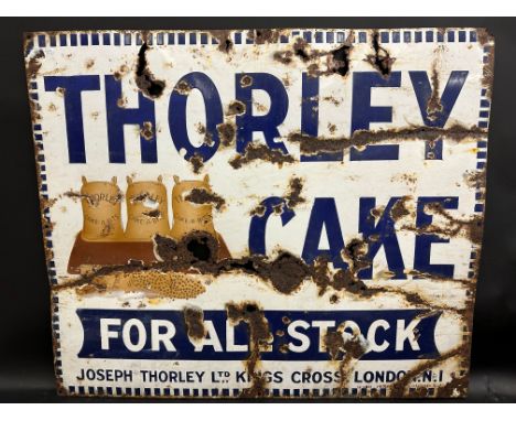 A Thorley Cake 'for all stock' rectangular enamel sign by Wood &amp; Penfold, 32 x 27".