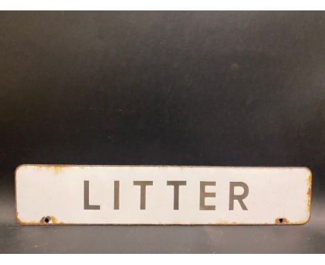 A British Railways 'Litter' double sided enamel pediment sign in good condition, 20 x 4".