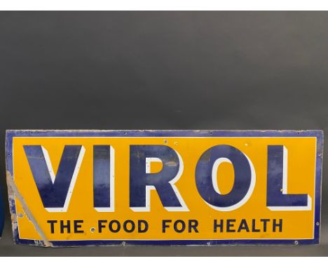 A Virol 'The Food For Health' rectangular enamel sign, the more unusual yellow background version, 48 x 18".