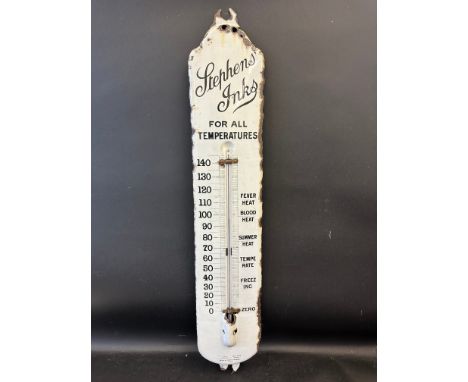 An early Stephens' Inks enamel thermometer by Ralph &amp; Jordan, Bilston, circa 1905, 7 x 36 1/2".
