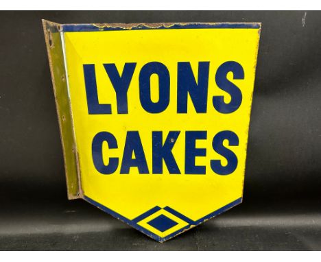 A Lyons Cakes double sided enamel sign with hanging flange, excellent condition, 12 x 16".