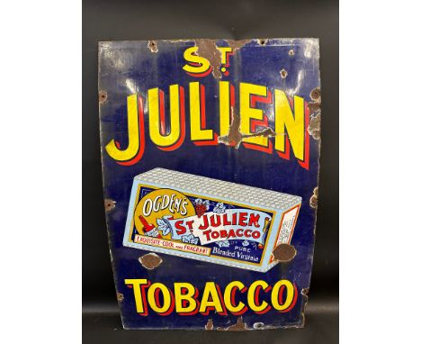 An Ogden's St. Julien Tobacco rectangular enamel sign, 24 x 36".