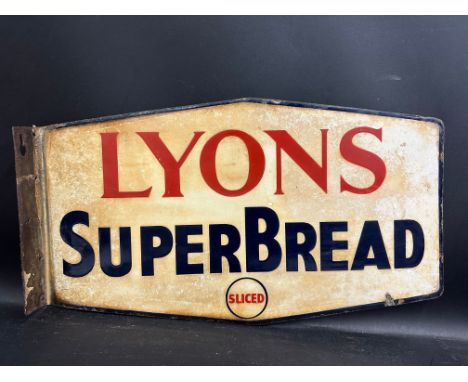 A rare Lyons SuperBread double sided enamel sign with hanging flange, 19 x 11".