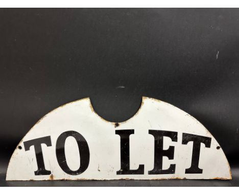 A 'To Let' enamel sign of unusual shape, 29 x 11".