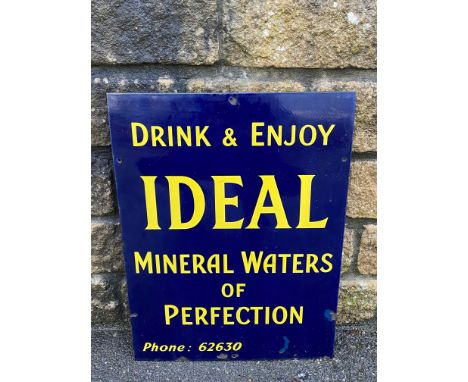 An Ideal Mineral Waters rectangular enamel sign with good gloss, 18 x 24".