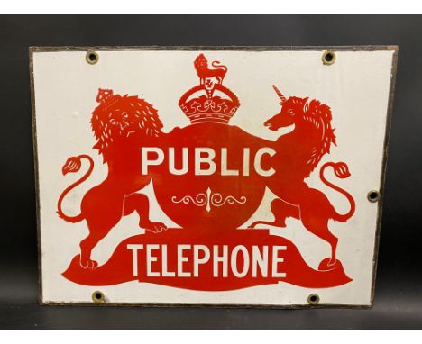 An early Public Telephone rectangular double sided enamel sign by Griffiths &amp; Browett Ltd, excellent original condition, 