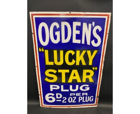 An Ogden's 'Lucky Star' Plug tobacco enamel sign by Patent Enamel Co., in excellent condition, 24 x 36".
