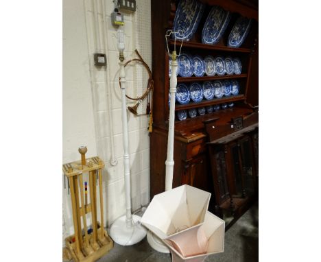 Two White Painted Standard Lamp Bases