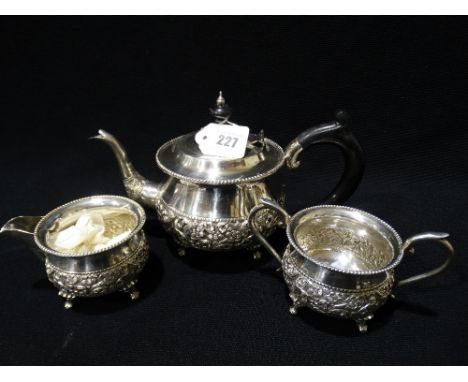 An Indian Sterling Silver Three Piece Tea Service