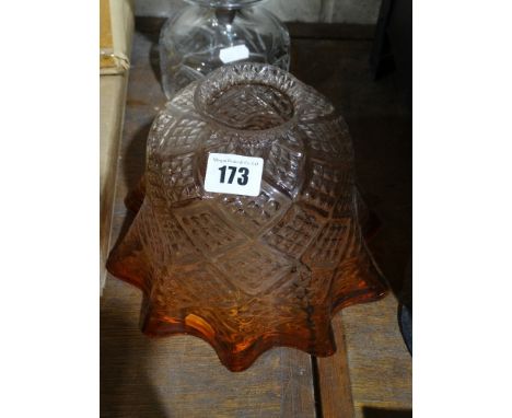 An Amber Tinted Antique Oil Lamp Shade