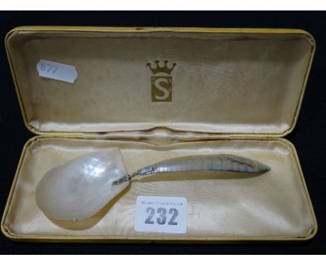 A Mother Of Pearl Caviar Spoon, Marked, San Diego