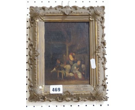 European School Oil On Panel, Interior Domestic Scene