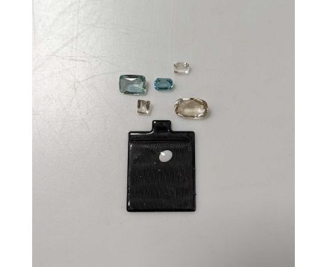 A collection of loose gemstones, to include, an aquamarine, a zircon, an opal, two colourless quartz and a citrine (6)