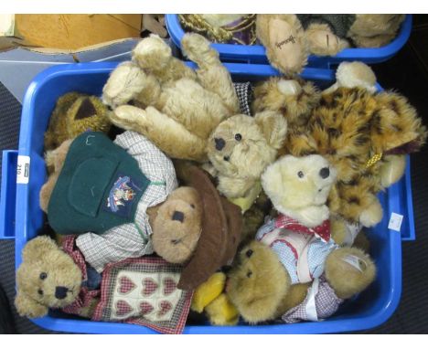 Modern teddy bears and similar, collection in 3 tubs including English Teddy Bear Co., Boyds, Lakeland Bears etc