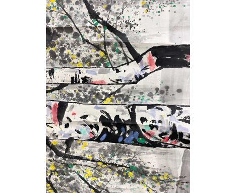 After Wu Guan Zhong (1919-2010) Treesseal mark in red print with hand colouring67 x 134cm