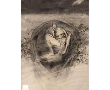Attributed to John Edwards (1938-2009) Nude studysigned and dated 'Edwards '69' (lower right)charcoal,and a large print of fi