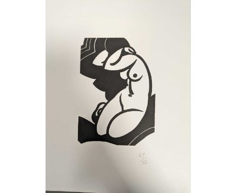After Leonard Beaumont Female Nude, numbered 47/50, linocut, unframed, 23 x 18cm; together with Dickson, Timothy, Leonard Bea