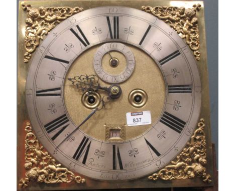 An early 18th century 8 day longcase clock, with 12 inch dial and movement by Robert Williamson London, five pillar movement,