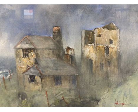 A group of 7 Cornwall and Suffolk related pictures, 20th century, to include John Higgins, Cornish ruins, signed (lower right