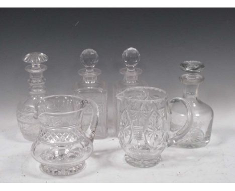 A collection of cut glass drinking wares, including 'Stuart'; and an Adderley part tea set including seven cups (qty)