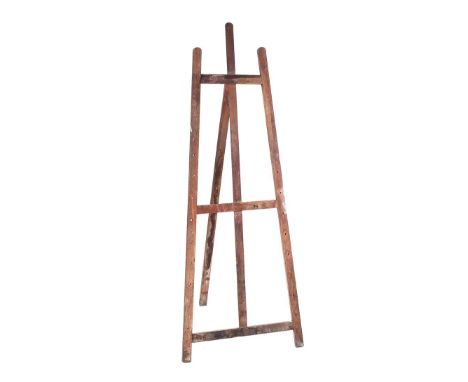 WINDSOR & NEWTON LONDON VINTAGE EASEL. HEIGHT: 77 INCHES.WIDTH: 29 INCHES. DEPTH: 13 INCHES. PEGS MISSING.