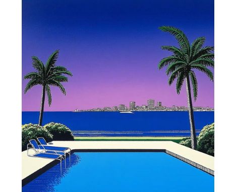 Richard PRINCE (Né en 1994) City reflections by the pool,2023. Sérigraphie couleur sur papier, réhaussé à la main par l’artis