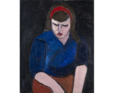 Catherine ZOUBTCHENKO [franco-russe] (Née en 1937) Portrait,1963 Huile sur toile. Signée et datée en haut à gauche  Signée, d