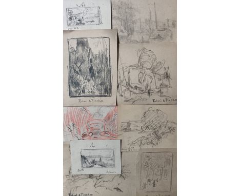 Robert-Antoine PINCHON (1886-1943) Ensemble de 9 dessins au crayon sur papier, portant le cachet « Robert A.Pinchon » - Dimen