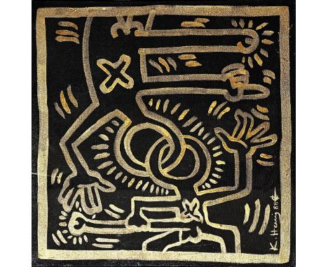 Keith HARING (1958-1990), D’Après. Sans titre,1988. Acrylique et technique mixte sur toile, porte une signature en bas vers l