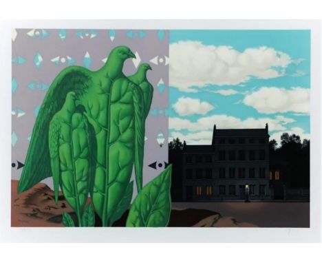 René MAGRITTE (1898-1967), D’Après. Les Grands Oiseaux sont ceux de l’Ile au Trésor,1968. Lithographie en couleur sur papier,