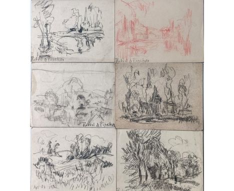 Robert-Antoine PINCHON (1886-1943) Ensemble de 6 dessins au crayon sur papier, portant le cachet « Robert A.Pinchon » - Dimen