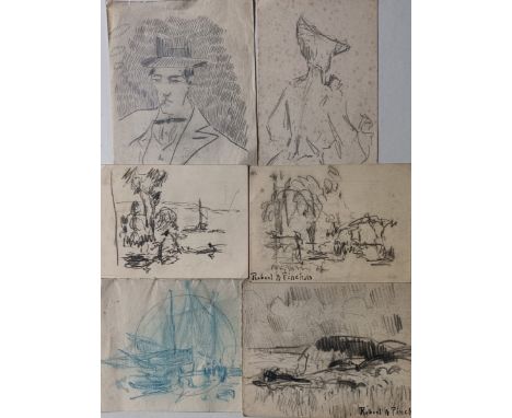 Robert-Antoine PINCHON (1886-1943) Ensemble de 6 dessins au crayon sur papier, portant le cachet « Robert A.Pinchon » - Dimen