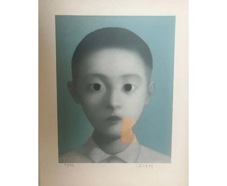 ZHANG XIAOGANG (Né en 1956) My Dear Friends 03, 2002. Lithographie sur papier vélin Lana.Edition de 99 exemplaires. Signé et 