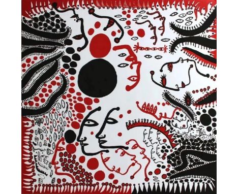 Yayoi KUSAMA (Né en 1929)  I Want To Sing My Heart Out In Praise Of Life. Sérigraphie offset sur papier, non numéroté. Porte 