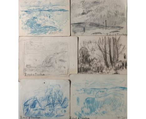 Robert-Antoine PINCHON (1886-1943) Ensemble de 6 dessins au crayon sur papier, portant le cachet « Robert A.Pinchon » - Dimen