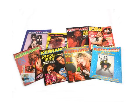 One box of music and rock magazines, including Kerrang and Raw; along with a small quantity of Van Halen posters.