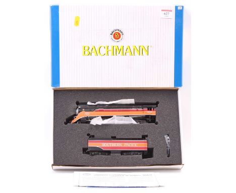 Bachmann item 11302 H0 gauge Southern Pacific loco &amp; tender 4446 black with orange &amp; red stripes. (NM-BE) with instru