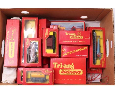 Collection of Triang items: Battlespace – R567 Radar Tracking car, R128 Operating Helicopter car; R216 Rocket Launching wagon