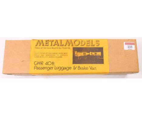 Metal Models of Aylsham, 0 gauge unmade kit for GWR 40ft Passenger Luggage and Brake van, brass body shell, with all componen