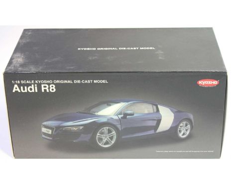 Kyosho No.09213W 1/18th scale boxed model of a Audi R8, finished in white, as issued in the original packaging 